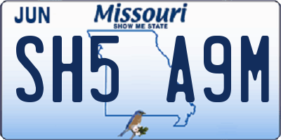 MO license plate SH5A9M