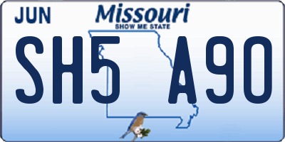 MO license plate SH5A9O