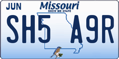 MO license plate SH5A9R