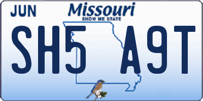 MO license plate SH5A9T