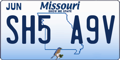 MO license plate SH5A9V