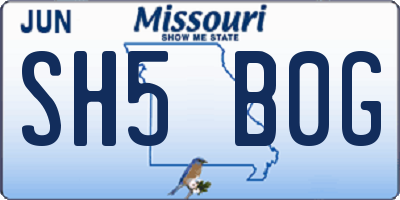 MO license plate SH5B0G