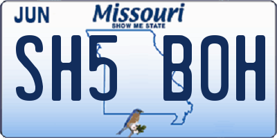 MO license plate SH5B0H