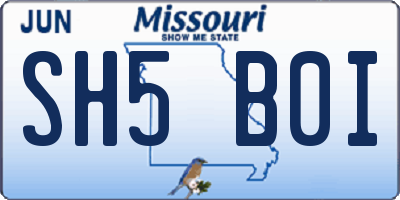 MO license plate SH5B0I