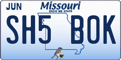 MO license plate SH5B0K