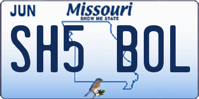 MO license plate SH5B0L
