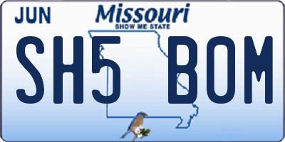 MO license plate SH5B0M