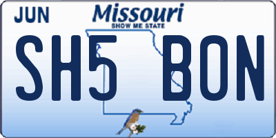 MO license plate SH5B0N