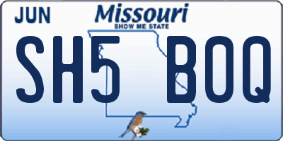 MO license plate SH5B0Q