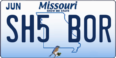 MO license plate SH5B0R