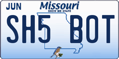 MO license plate SH5B0T