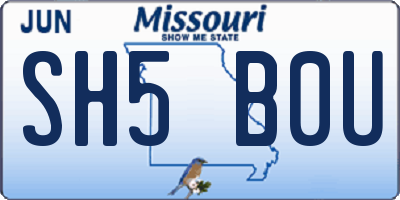 MO license plate SH5B0U