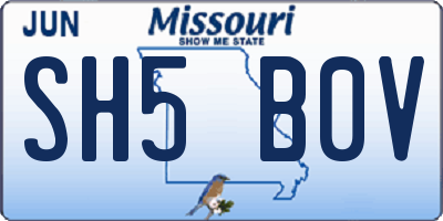MO license plate SH5B0V