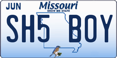 MO license plate SH5B0Y