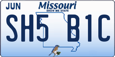 MO license plate SH5B1C