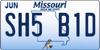 MO license plate SH5B1D