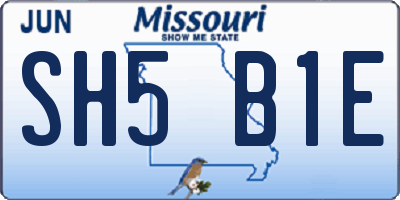 MO license plate SH5B1E