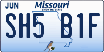 MO license plate SH5B1F