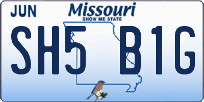MO license plate SH5B1G