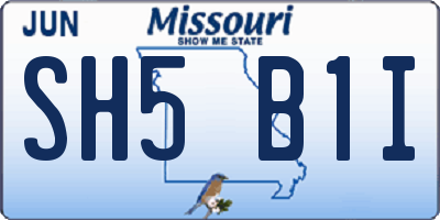 MO license plate SH5B1I