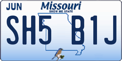 MO license plate SH5B1J