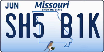 MO license plate SH5B1K