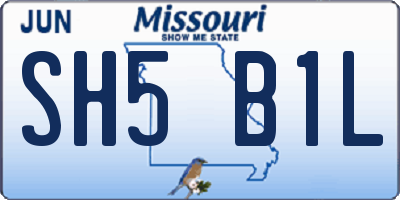 MO license plate SH5B1L