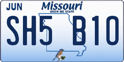 MO license plate SH5B1O