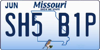 MO license plate SH5B1P