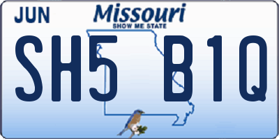 MO license plate SH5B1Q
