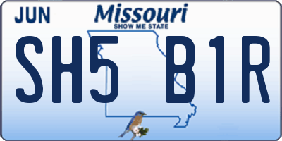 MO license plate SH5B1R