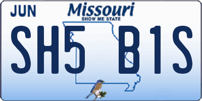 MO license plate SH5B1S