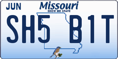 MO license plate SH5B1T