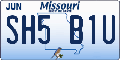 MO license plate SH5B1U