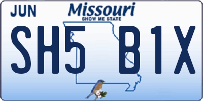 MO license plate SH5B1X