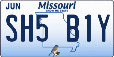 MO license plate SH5B1Y