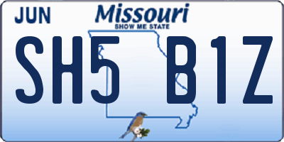 MO license plate SH5B1Z