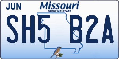 MO license plate SH5B2A