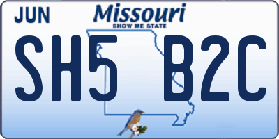 MO license plate SH5B2C