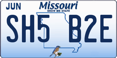 MO license plate SH5B2E