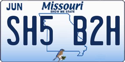 MO license plate SH5B2H