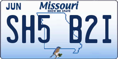 MO license plate SH5B2I