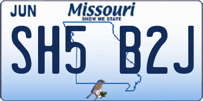 MO license plate SH5B2J