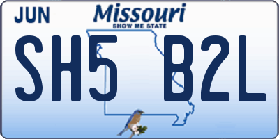 MO license plate SH5B2L