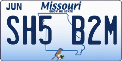 MO license plate SH5B2M