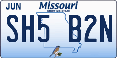 MO license plate SH5B2N