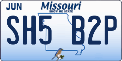 MO license plate SH5B2P