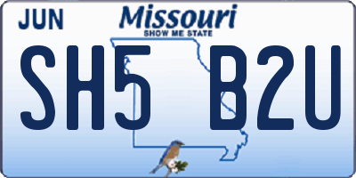 MO license plate SH5B2U