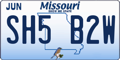 MO license plate SH5B2W