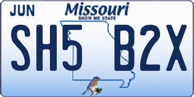MO license plate SH5B2X